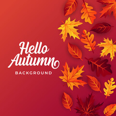 Autumn background vector with decorative leaves. Autumn fall Vector background template. Abstract Autumn background design template for ad, poster, banner, flyer, invitation, website or greeting card