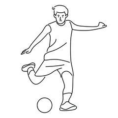 Soccer player. Line art illustration