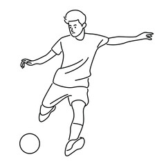 Soccer player. Line art illustration