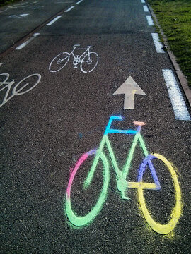Colorful Bicycle Lane Sign