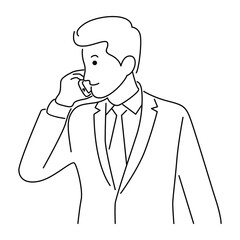 Obraz premium Man using mobile phone to talk to positive emotions, talking on phone