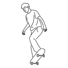 Boy Skateboarding in Park, Teenager playing skateboard