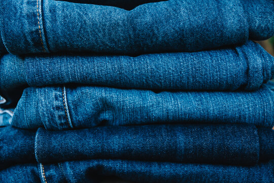 Blue jeans stacked