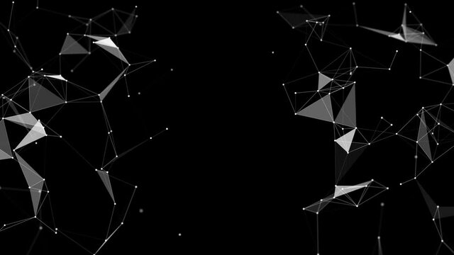4k Lexus fantasy abstract technology. Abstract geometric Loop background with moving lines, dots and triangles. Science, medicine and technology. Digital Research and Medical Technology Connection.