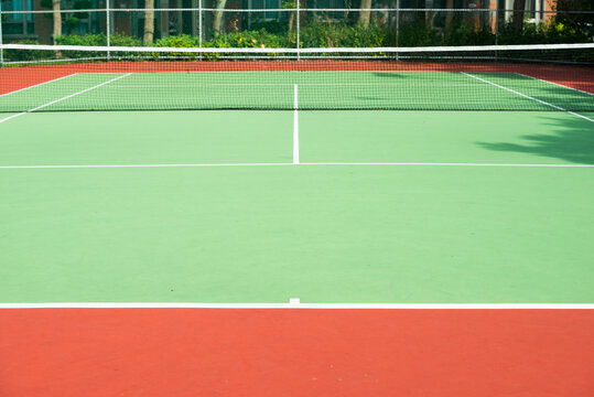 Tennis court with net