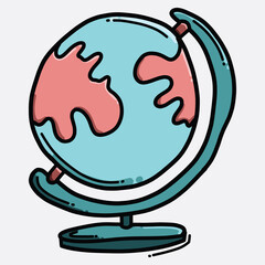 Globe color vector icon. Drawing sketch illustration hand drawn line eps10