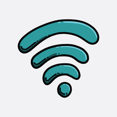 Wifi color vector icon. Drawing sketch illustration hand drawn line eps10