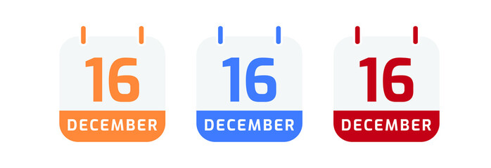 16 december calendar vector design