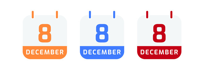 8 december calendar vector design