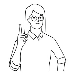 Woman standing thinking get idea. Thoughtful people understand the problem