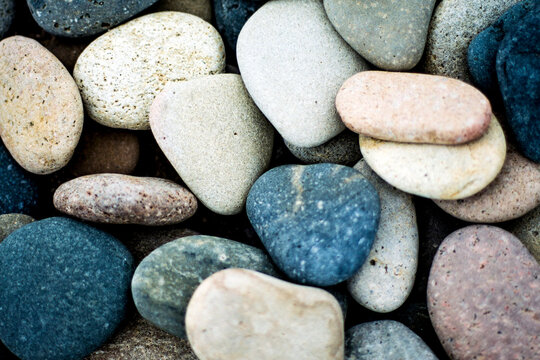 Rounded pebbles at the beach