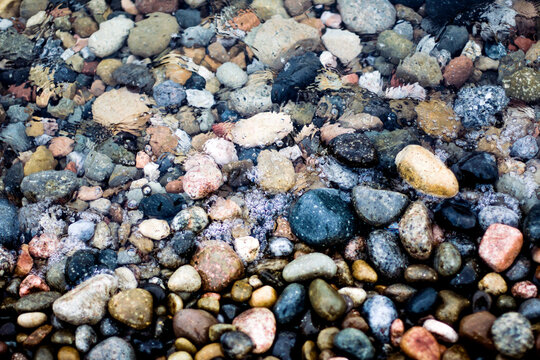 Rounded pebbles at the beach