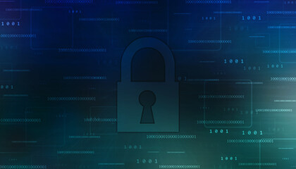 Closed Padlock on digital background, Technology security concept. Modern safety digital background. Lock Protection system, Cyber Security and information or network protection