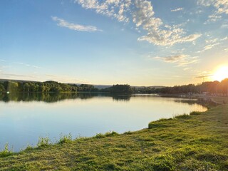 sunset over the river