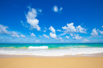 Fototapeta na wymiar Sea and beach with blue sky sunshine day summer vacation background