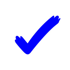 tick check mark icon blue, checkmark icon for voting, blue approval tick, hand drawn check sign doodle symbol © cgdeaw