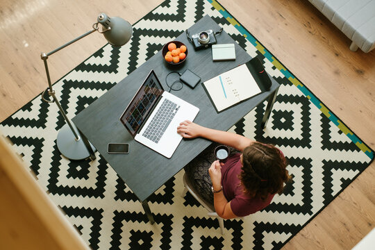 Anonymous Woman Working At The Home Office