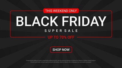 Black Friday banner design template for promotion, vector illustration