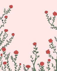 hand drawn rose plant garden background simple template