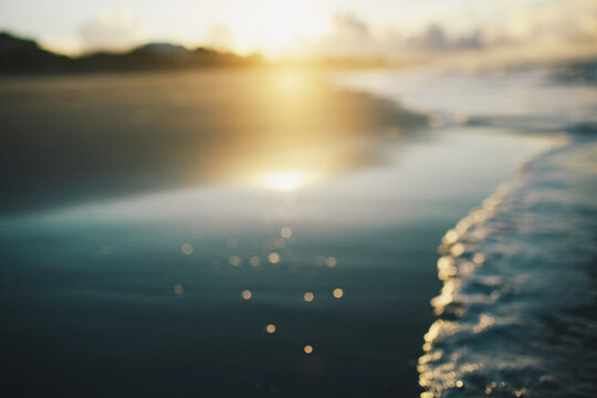 intentionally blurred image of sunrise at the beach