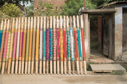 colorful saris drying in the sun