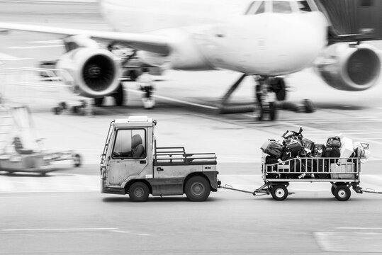 Rushed transport of luggage at airport