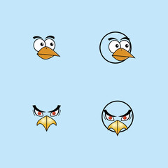 cartoon birdies face emoticon design