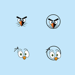 cartoon birdies face emoticon design