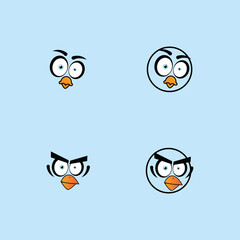 cartoon birdies face emoticon design