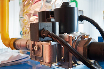 Electric gas valves installed on the pipeline.