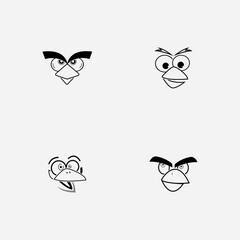 cartoon birdies face emoticon design