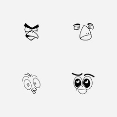 cartoon birdies face emoticon design