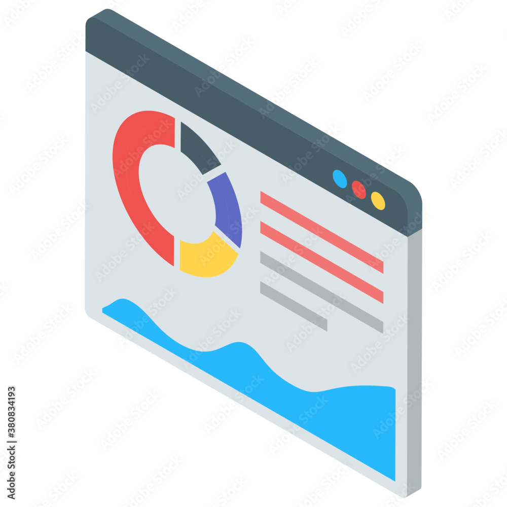 Poster isometric vector of online analytics icon