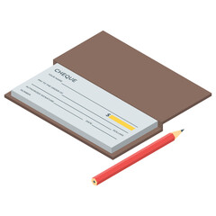 
Isometric vector of checkbook icon 
