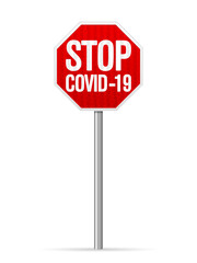 Road sign stop covid-19