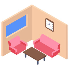 
Hotel lounge  icon in isometric vector 
