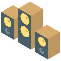 
Speakers icon in isometric vector 
