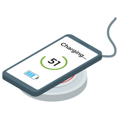 
Phone charging icon in isometric vector 
