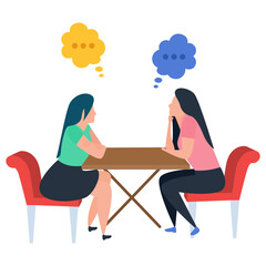 
Talking each other, chatting flat design illustration 

