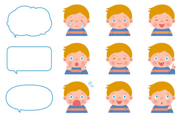 男の子の表情　吹き出し　セット