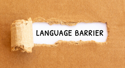 Text Language Barrier appearing behind torn brown paper