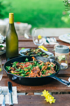 Dinner party with fried softshell crab
