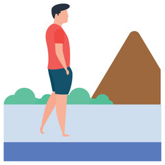 
Beach fun illustration in flat vector 
