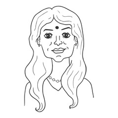 Vector Outline Woman from India.