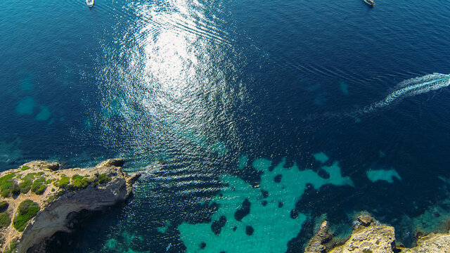 Aerial view of a beautiful small beach