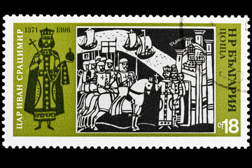 A postage stamp printed in BULGARIA shows Tsar Ivan Srazymir (1371-1396), a series of 