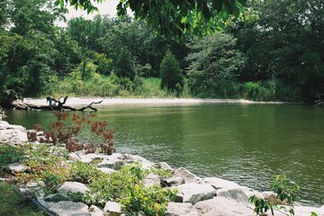 Summer day view of open the water, bay and ocean on the Eastern Shore of the United States