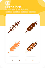 Fototapeta na wymiar farm wheat ears premium icon with multiple style isolated on white background. Vector whole grain or gluten symbol design template for web, app, UI, UX, organic eco business, agriculture, beer, bakery