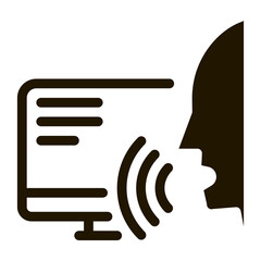 Computer Human Voice Control Icon Vector . Contour Illustration