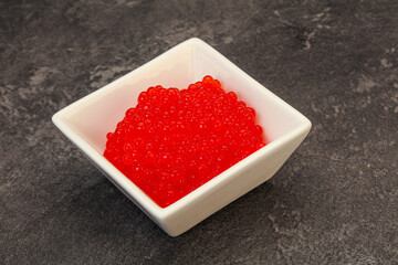 Red salmon caviar in the bowl